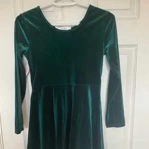 The Children's Place | Dresses | Emerald Green Velvet Skater Dress Long  Sleeve